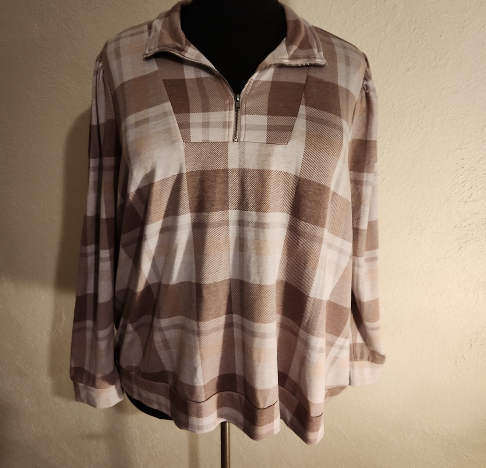 Fred David Plaid Long Sleeve Top 3X